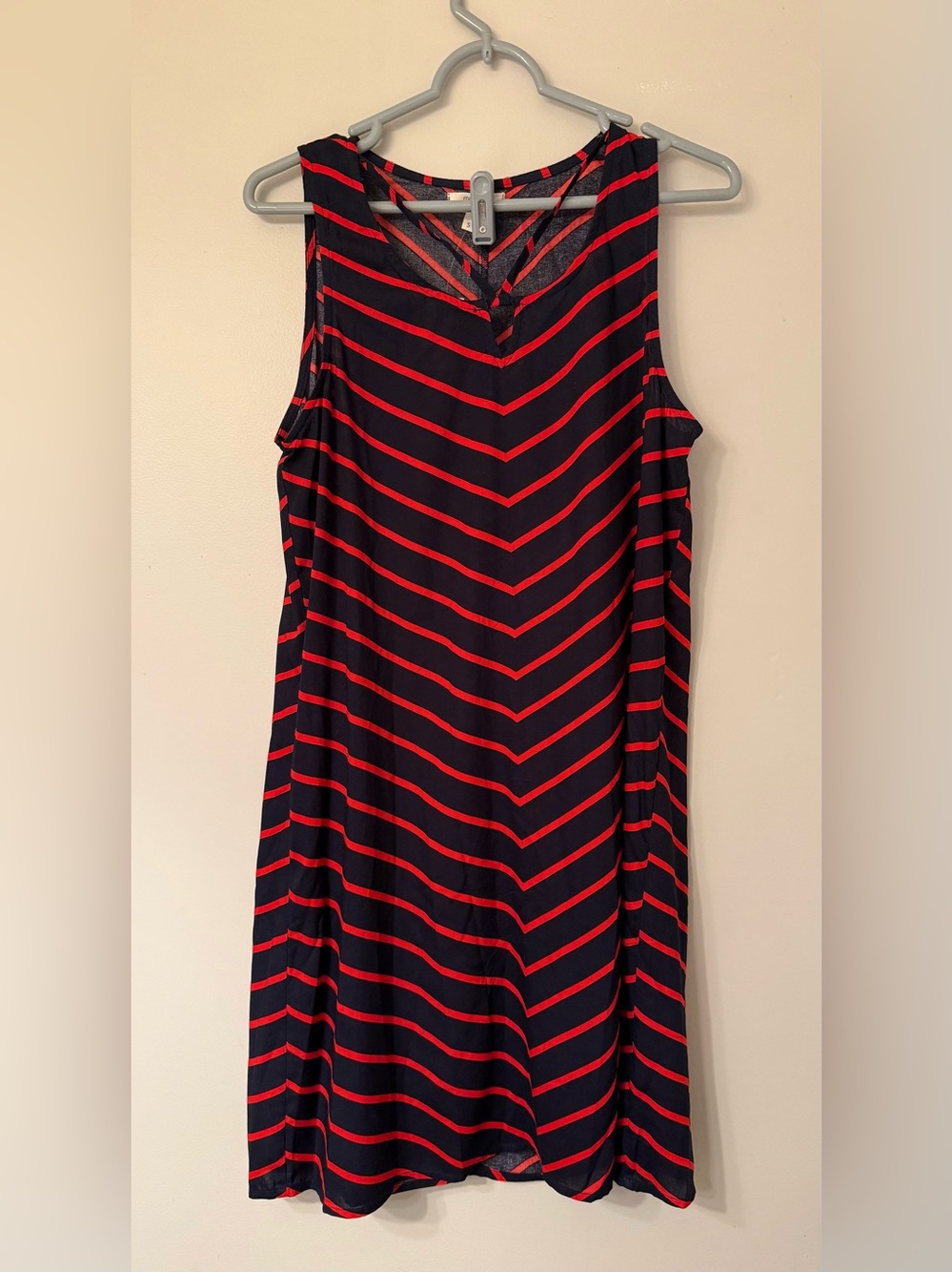 Maurices Navy and Red Striped V-Neck Sleeveless dress